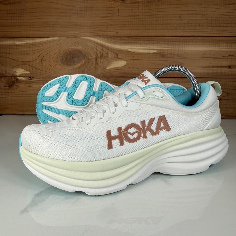 Hoka One One Bondi 8 Running Shoes Frost/Rose Gold 1127896 FTRS Women's 10 B